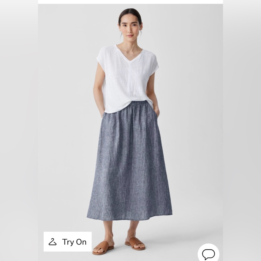EILEEN FISHER puckered linen pocket skirt XL